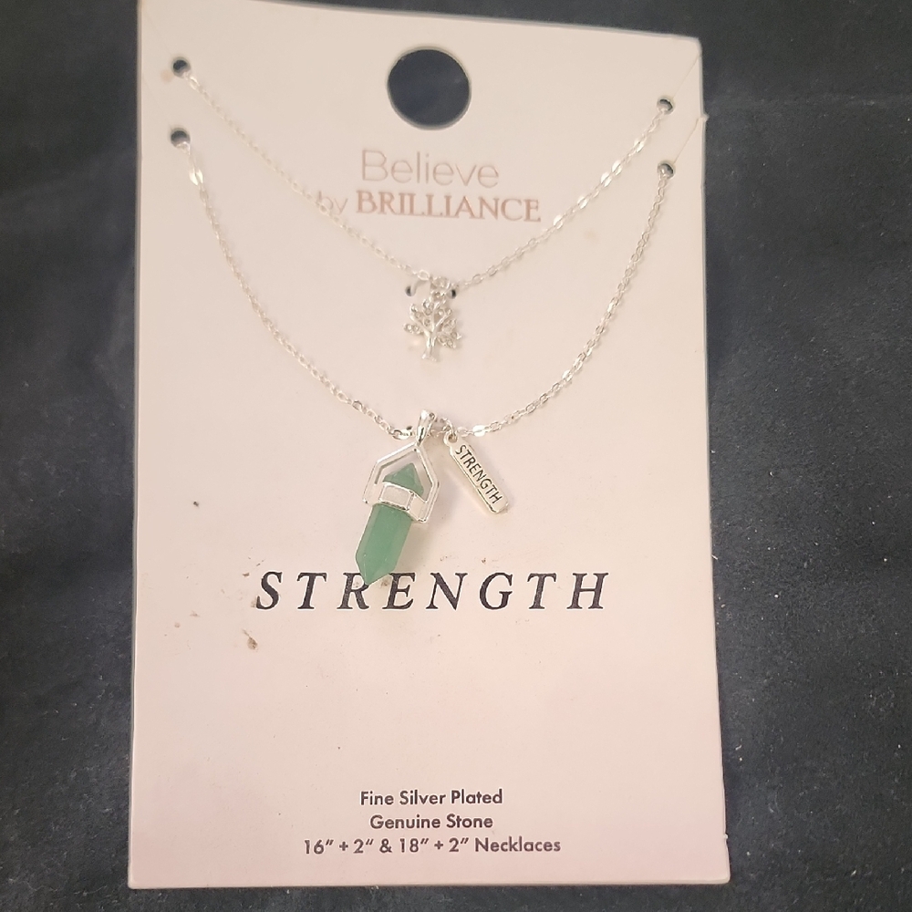 Silver and Green Necklace Set